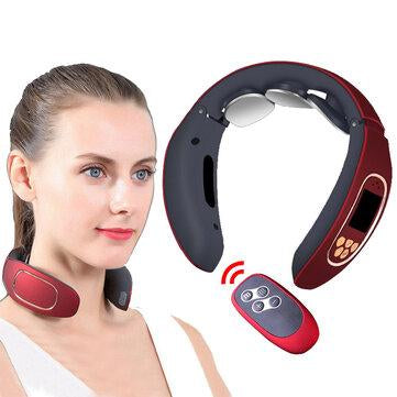 4-Modes 15 Levels Remote Control Electric Pulse Back and Neck Massager Heating Pain Relief Intelligent Cervical Massager