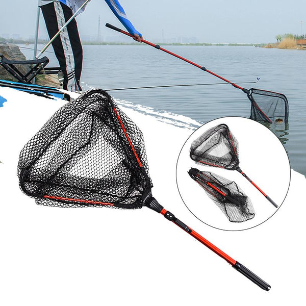 LEO Retractable Folding Fishing Net Freshwater Fishing Scoop Net Fishing Tools