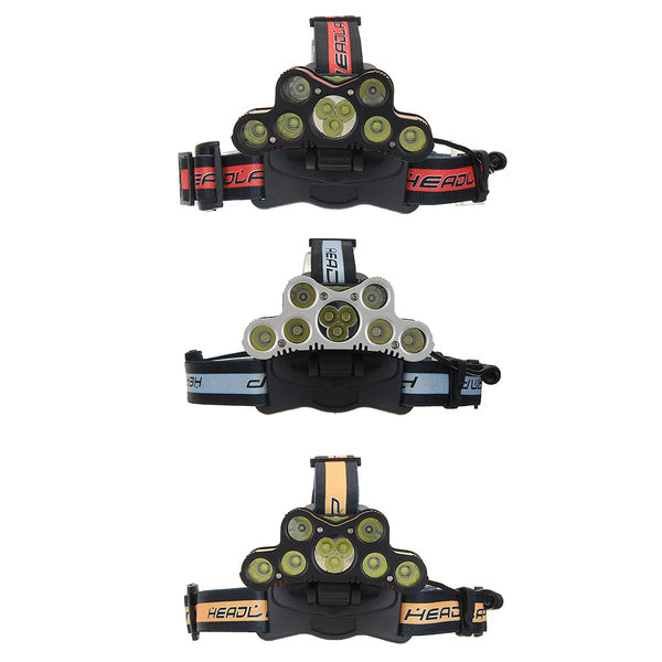 ELFELAND 6-Modes 7xT6+2xQ5 LED Head Lamp USB Rechargeable Camping Head Torch With SOS Whistle Function