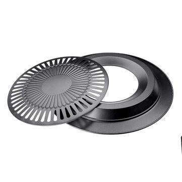 31.5CM Dia. Round Stone Charcoal Grill Pan Outdoor Picnic Garden Party BBQ Plate Non-Stick Aluminum Tray