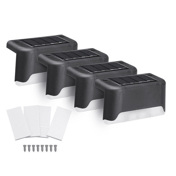 1PC/4PCS/6PCS Solar Powered LED Stairs Step Light Black Shell Outdoor Waterproof Path Garden Deck Fence Wall Lamp