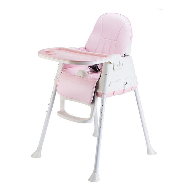 Portable Folding Children Kids Highchair Adjustable Bady Toddler Chair Safe Eating Dining Feeding Seat With Wheel Cushion