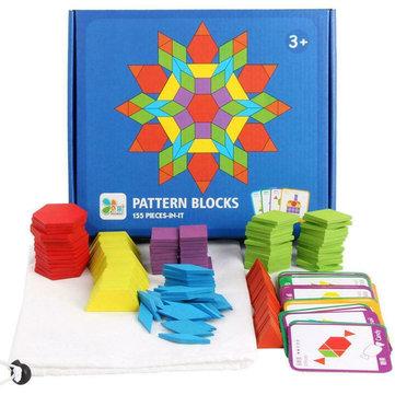 155pcs Kids Colorful Wood Jigsaw Puzzle IQ Game Intelligent Educational Toys Brain Intelligent Educational Toys for 3Y+ Kids