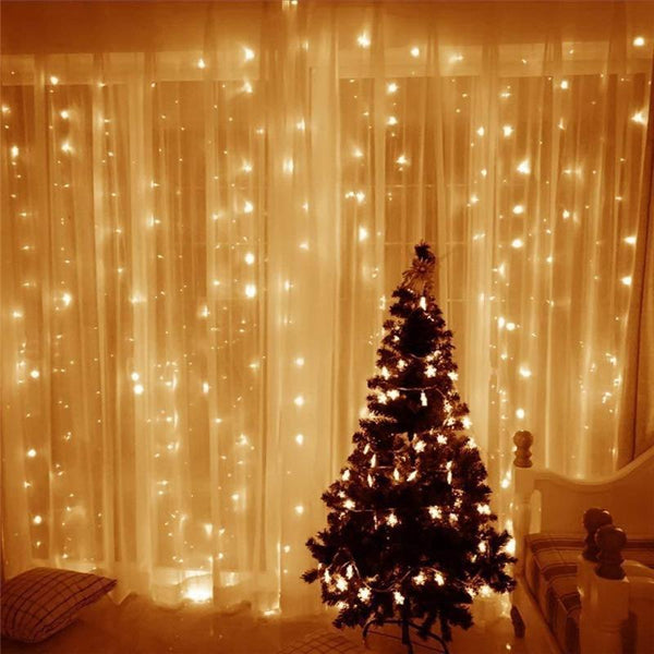 3Mx3M Outdoor USB 8 Modes 300LED Curtain String Light Fairy Christmas Wedding Lamp Festival Holiday Decor
