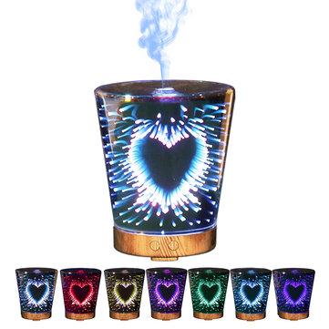 3D Effect Essential Oil Aroma Diffuser Ultrasonic Humidifier Aromatherapy LED Glass 7 Color Changing