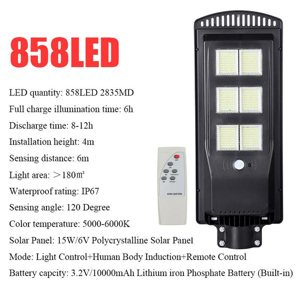 286/572/858LED Solar Street Light Radar Motion Sensor Outdoor Wall Lamp with Timing Function + Remote Control