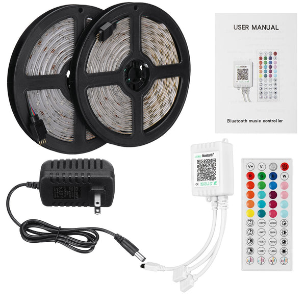 10M SMD5050/2835 RGB Smart LED Strip Light APP Control Music Waterproof Lamp 44 Keys Remote Control Power Adapter