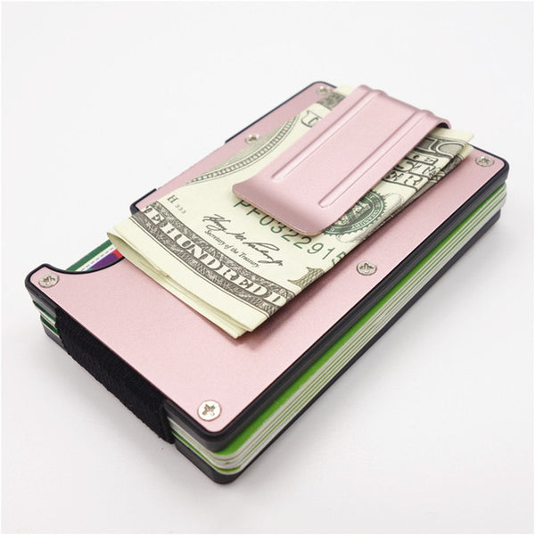 RFID Blocking Metal Wallet Slim Minimalist Credit Card Holder Money Clip