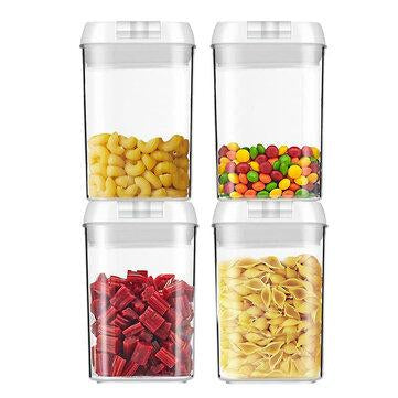 4pcs Clear Container Set Food Storage Box Grains Beans Storage Organizer Home Refrigerator Storage Box