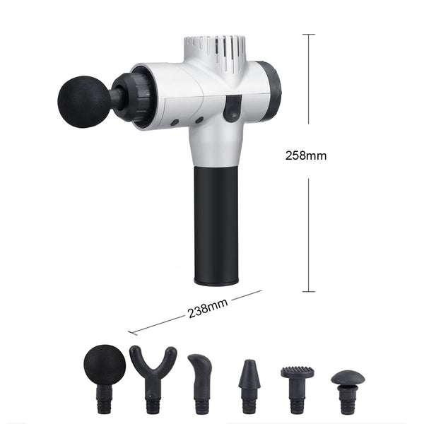 20 Gear 4000r/min 2600mAh LCD Percussion Massager Shock Vibration Electric Massager Deep Muscles Relaxing W/ 6 Heads