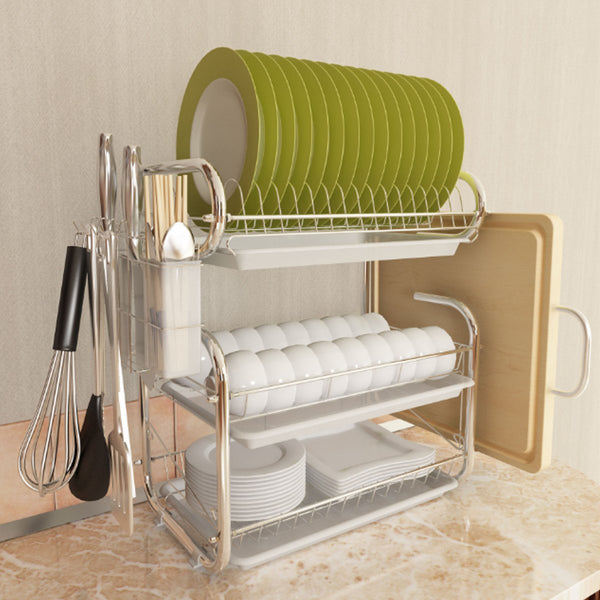 3 Tiers Kitchen Storage Dish Drainer Rack Cutlery Drying Holder Drainer Tray