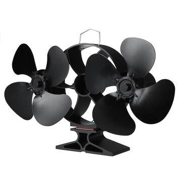 8 Blades Dual Head Stove Fan Fireplace Fan Heat Powered Saving Fireplace