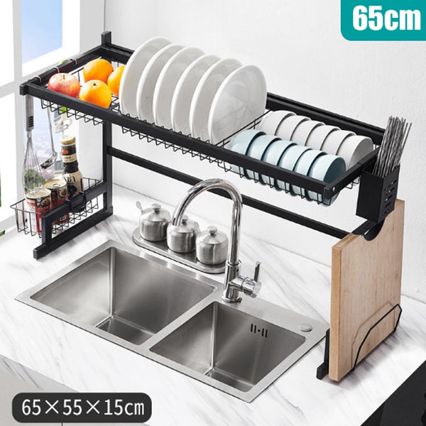 65/85CM Dish Drying Rack Organizer Over Sink Kitchen Draining Storage Holder Drain Rack