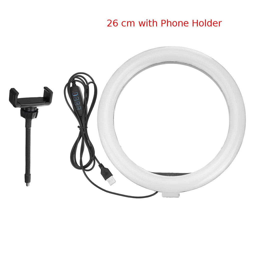 Portable Ring Light LED Makeup Ring Lamp USB Selfie Ring Lamp Phone Holder Tripod Stand Photography Lighting