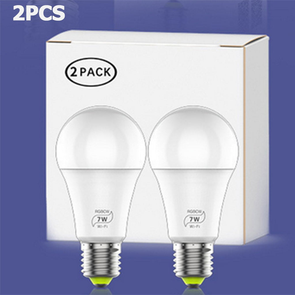 1/2/3Pcs 7W E27 WiFi Smart Light Bulb Dimmable APP Voice Control LED Lighting Bulb Smartphone Control Multicolor Changing Lights Bulbs Home Decor