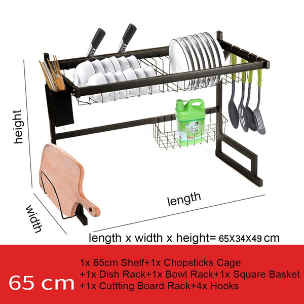 65cm/85cm Stainless Steel Over Sink Dish Drying Rack Storage Multifunctional Arrangement for Kitchen Counter