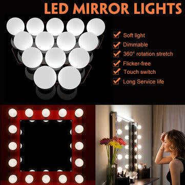 USB Powered 14 Bulbs Make Up LED Mirror Light Kit Vanity Hollywood Style Dimmable Dressing Lamp