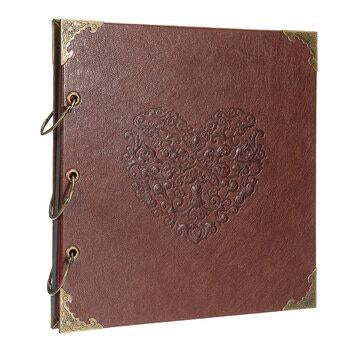 16 PU Leather Scrapbook Photo Album Memory Books DIY Craft Ring Photo Frame with 3 Stickers Anniversary Birthday Wedding Travel Gift for Family Friends
