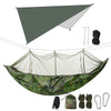 Image of Double Person Camping Hammock with Mosquito Net Awning Outdoor Hiking Travel Hanging Hammock Set Bearable 300kg