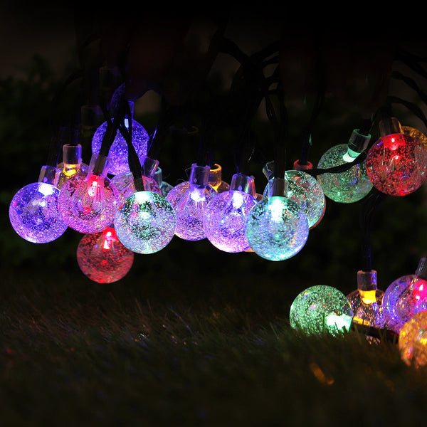 Solar Powered 12M 100 LED Crystal Ball String Fairy Light for Garden Christmas Outdoor Decor