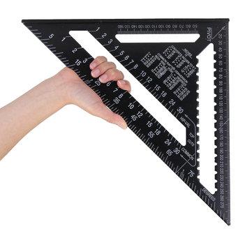 Raitool AR01 43X30X30cm Metric Aluminum Alloy Triangle Ruler Black Triangular Ruler