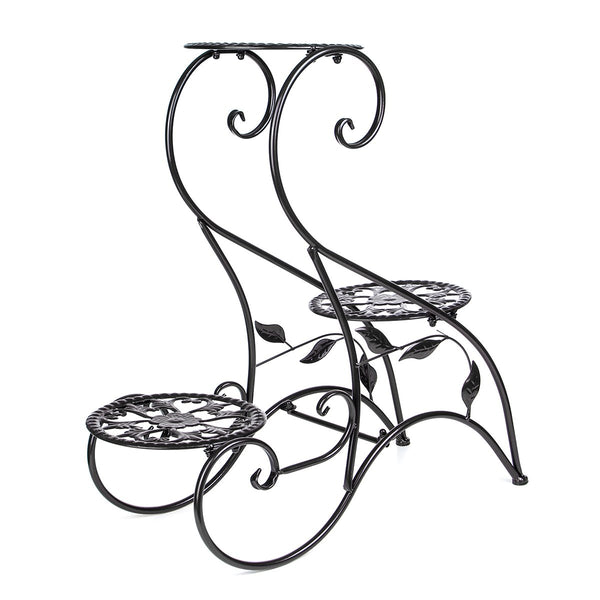3-Tier Metal Flower Stand Shelf Holder Decorative Plant Stand Rack Pot Tray Design Garden Home Indoor/Outdoor