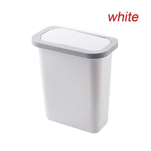 Cabinet Door Hanging Trash Can with Lid Garbage Waste Bin Waste Storage Wastebucket for Office Home Bathroom Kitchen