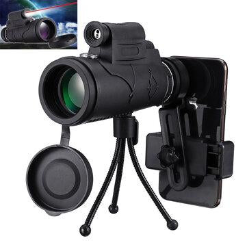 IPRee MLS-L1 40x60 Monocular HD Optic BAK4 Day Night Vision Led Laser Flashlight Telescope With Tripod Phone Holder
