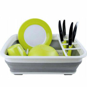 Foldable Dish Drain Rack Kitchen Desktop Storage Shelf Dish Spoon Chopsticks Fork Cup Holder Organizer