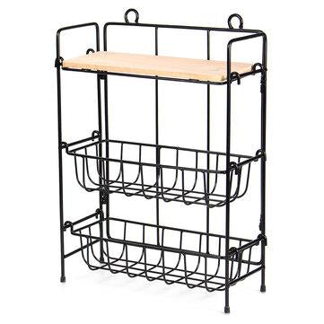 Wrought Iron 3-Tiers Storage Rack Adjusted Desktop Debris Ornaments Organizer Storage Shelf Home Wall Decoration