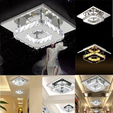 Modern Square Crystal LED Ceiling Light Fixture Pendant Lamp Chandelier Home Decor
