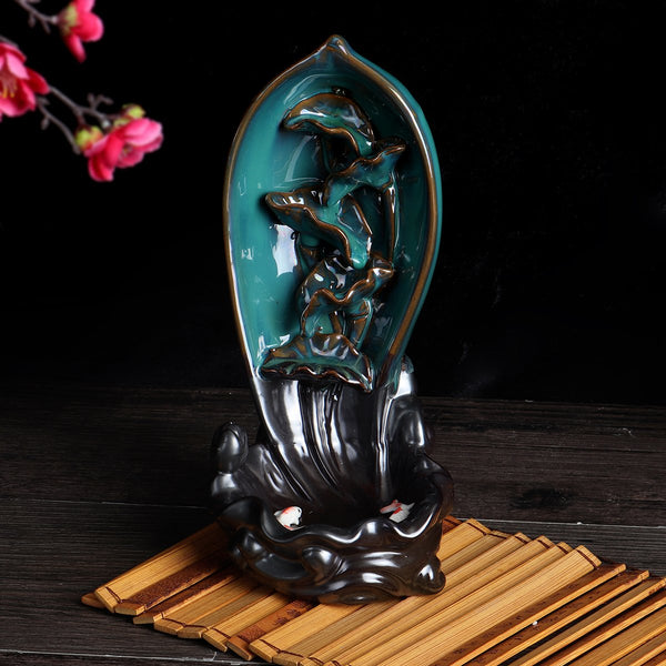 Waterfall Backflow Incense Tower Burner Incense Stick Holder Flower Incense Censer Burner for Home Aromatherapy Decor