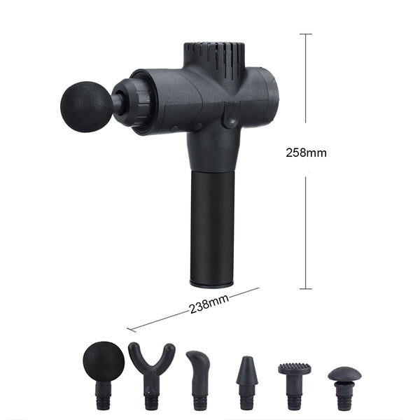 20 Gear 4000r/min 2600mAh LCD Percussion Massager Shock Vibration Electric Massager Deep Muscles Relaxing W/ 6 Heads