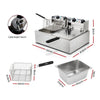 Image of Devanti Commercial Electric Twin Deep Fryer - Silver