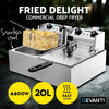 Image of Devanti Commercial Electric Twin Deep Fryer - Silver