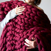 Image of Soft Warm Hand Chunky Knit Blanket Thick Yarn Wool Bulky Bed Spread Throw AU