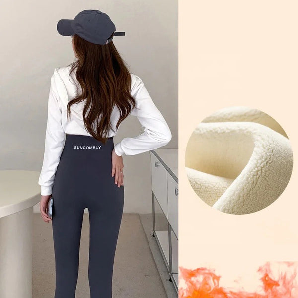 Women Fleece lined leggings warm stretchy pants1