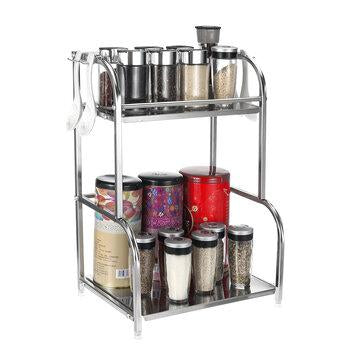 2-Tier Kitchen Storage Rack Spice Shelf Desktop Organizer Countertop Pantry Multipurpose Standing Rack Shelves