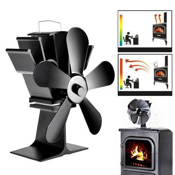 IPRee 8.8inch 5 Blades Fireplace Fan Wood Burner Stove Thermal Heat Power Fan