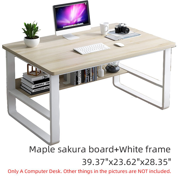 Standing Computer Desk Simple and Modern Writing Desk Dormitory Desk with Storage Board for Student