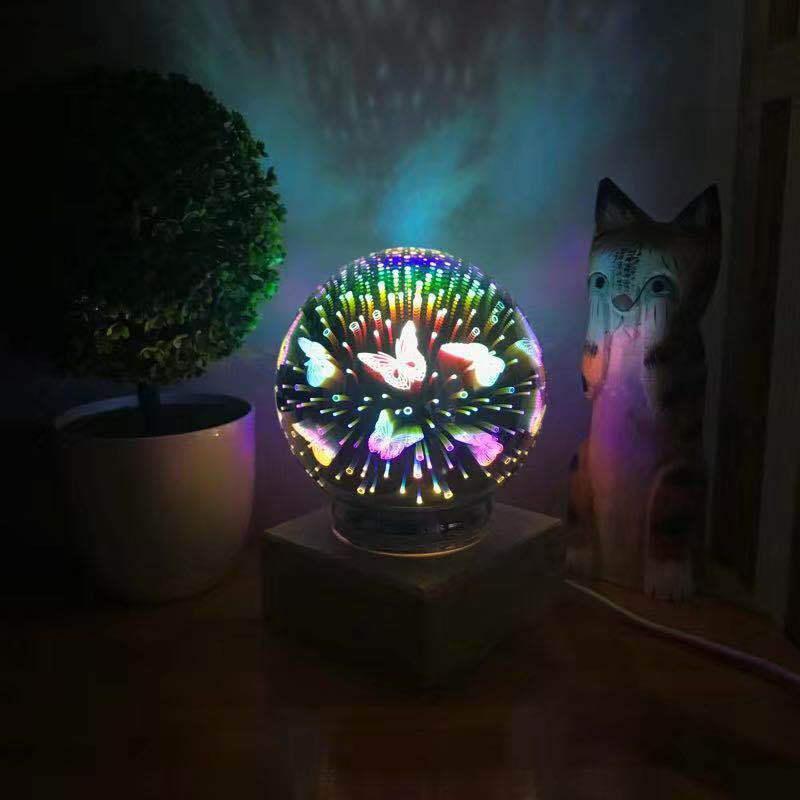 Wood Colorful 3D Magic Ball Projection Lamp Usb Power Night Light For Xmas Gift