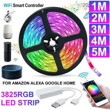 1M/2M/3M/4M/5M WiFi Smart RGB 3528 LED Strip Light APP Control Work With Amazon Alexa Google Assistant DC5V