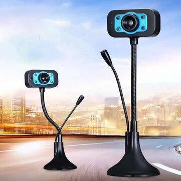 Flexible HD USB Webcam Conference Live Manual Focus with LED Night Vision Fill Light Plug and Play Computer Camera Built-in Noise Reduction Microphone for PC Laptop
