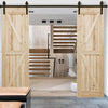 Image of 2.44M Antique Classic Style Double Sliding Barn Door Hardware Track Roller Kit