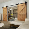 Image of 2.44M Antique Classic Style Double Sliding Barn Door Hardware Track Roller Kit