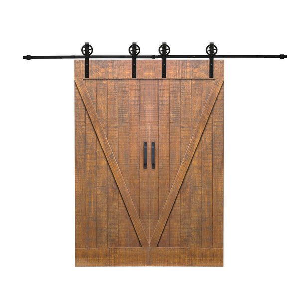 2.44M Antique Classic Style Single Sliding Barn Door Hardware Track Roller Kit