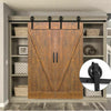 Image of 2.44M Antique Classic Style Double Sliding Barn Door Hardware Track Roller Kit
