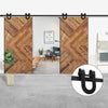 Image of 2.44M Antique Classic Style Double Sliding Barn Door Hardware Track Roller Kit