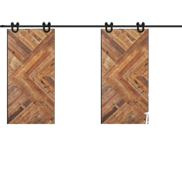 2.44M Antique Classic Style Double Sliding Barn Door Hardware Track Roller Kit