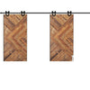 Image of 2.44M Antique Classic Style Double Sliding Barn Door Hardware Track Roller Kit